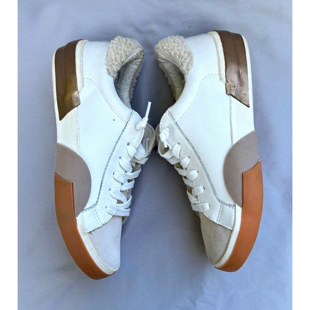 Dolce Vita Men’s Low Top Lace-Up Sneakers White/Beige Faux Fur Lined